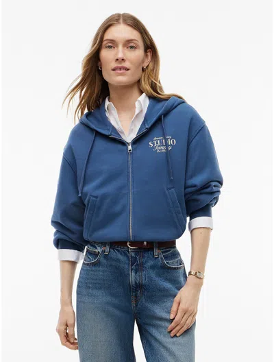 Tommy Hilfiger Tommy Studio Logo Zip Hoodie In Aegean Sea