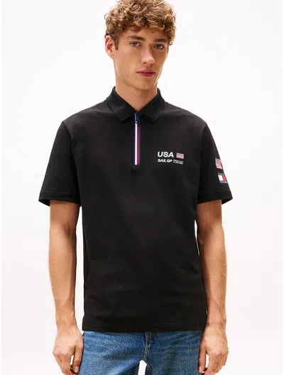 Tommy Hilfiger X U.s. Sail Gp Team Pique Polo Shirt In Black