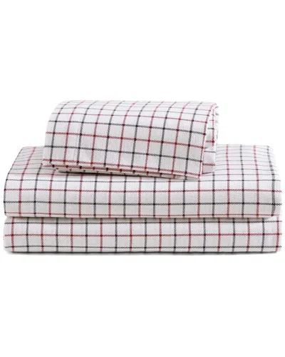 TOMMY HILFIGER TOMMY HILFIGER TOMPKINS WINDOWPANE COTTON FLANNEL SHEET SET