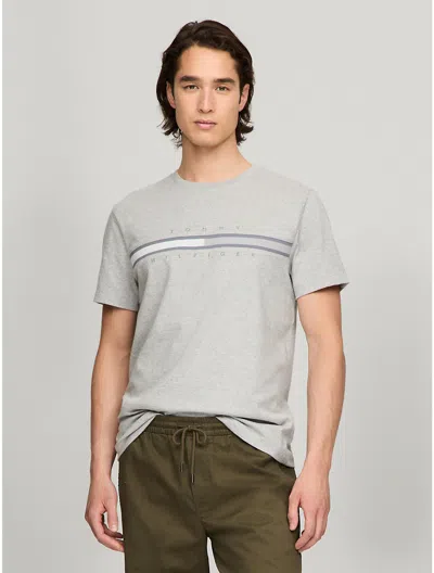 Tommy Hilfiger Tonal Flag Logo T In Grey Heather