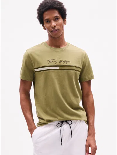 Tommy Hilfiger Tonal Signature Flag Logo T In Uniform Olive