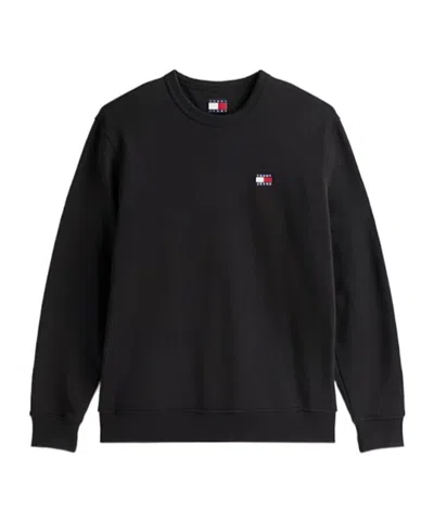 Tommy Hilfiger Tonal Tommy Badge Crew Neck Sweatshirt In Black