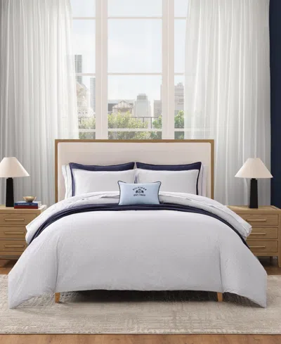 Tommy Hilfiger Trellis Flag Cotton Reversible 3-pc. Duvet Cover Set, Full/queen In White