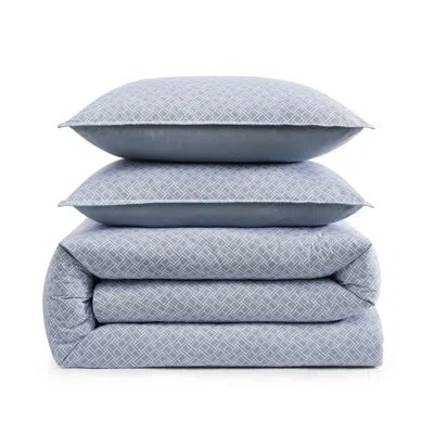 Tommy Hilfiger Trellis Flag Cotton Reversible Blue Comforter Set In Blue;red