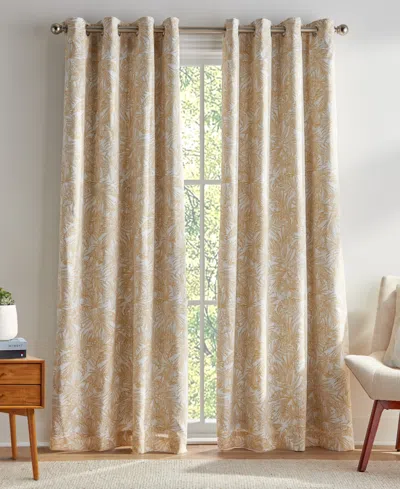 Tommy Hilfiger Tropical Floral Grommet Room Darkening 2-piece Curtain Panel, 50" X 108" In Sahara Sun