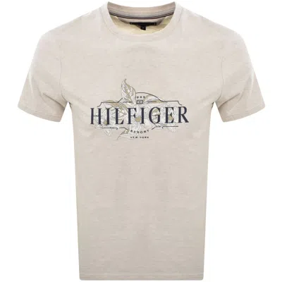 Tommy Hilfiger Tropical Floral T Shirt Beige In Sand