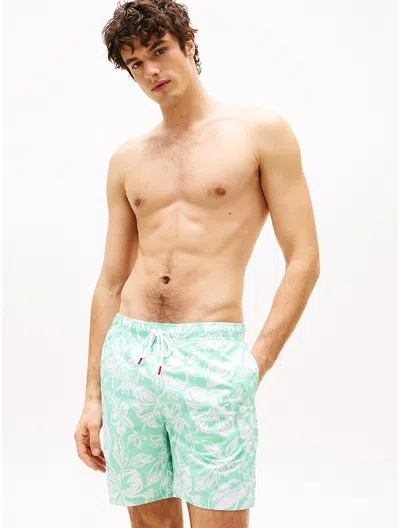 Tommy Hilfiger Tropical Print 7" Swim Trunk In Blue