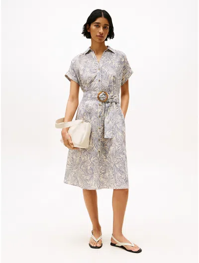 Tommy Hilfiger Tropical Print Linen In Brown