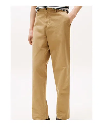 Tommy Hilfiger Camel Coloured Trousers With Button Closure And Zip. In Nude