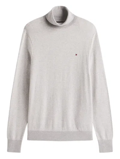 Tommy Hilfiger Turtleneck Logo Sweater In Gray