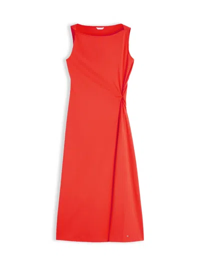 Tommy Hilfiger Twist-detail Boat-neck Midi Dress In Red