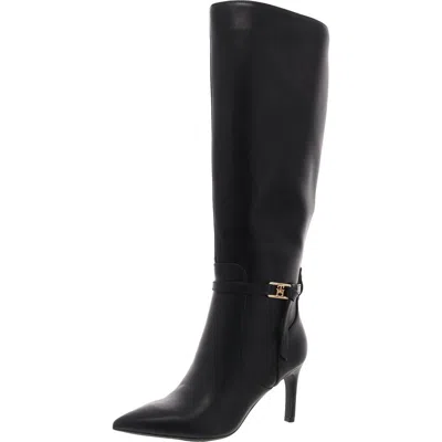 Tommy Hilfiger Twjullie Womens Solid Faux Leather Knee-high Boots In Black
