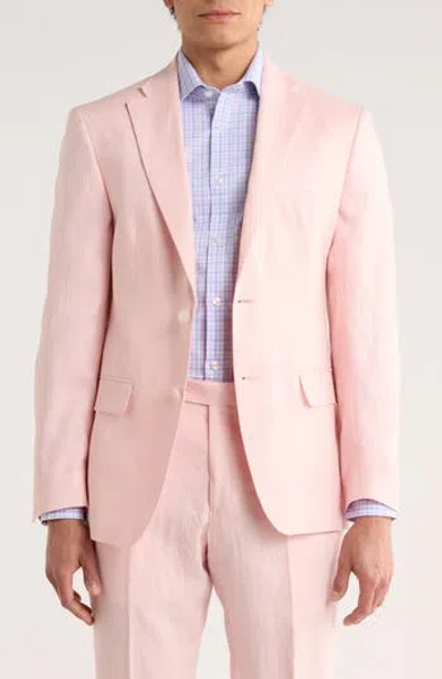 Tommy Hilfiger Two Button Notch Lapel Woven Linen Sport Coat In Pink