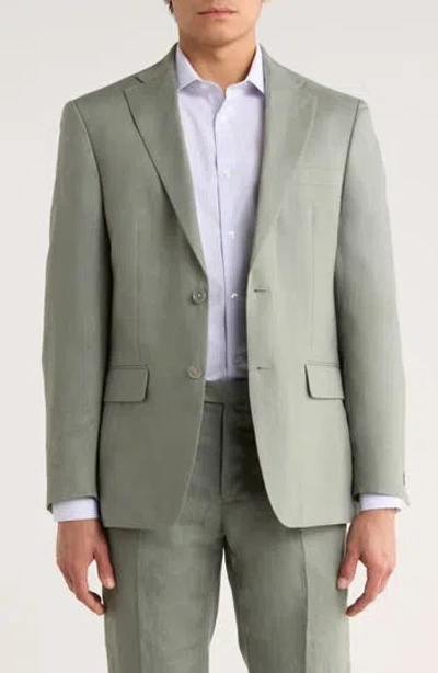 Tommy Hilfiger Two Button Notch Lapel Woven Linen Sport Coat In Green
