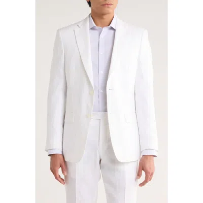 Tommy Hilfiger Two Button Notch Lapel Woven Linen Sport Coat In White