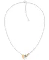 TOMMY HILFIGER TWO-TONE STAINLESS STEEL PAVE RING & HEART PENDANT NECKLACE, 16" + 2" EXTENDER