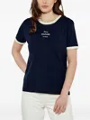Tommy Hilfiger Two-toned Embossed-logo T-shirt In Blue