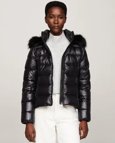 Tommy Hilfiger Tyra Gloss Down Faux Fur Womens Jacket