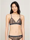 Tommy Hilfiger Unlined Lace Triangle Bralette In Navy