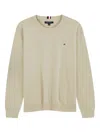 Tommy Hilfiger V-neck Logo Sweater In Neutral