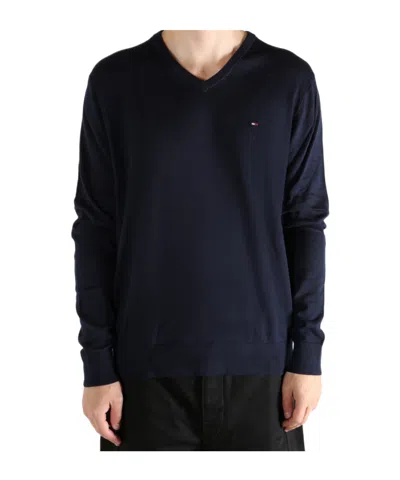 Tommy Hilfiger V-neck Mw14745dw5 Sweater In Blue