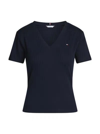 Tommy Hilfiger V-neck Slim T-shirt Desert Sky In Nos Desert Sky