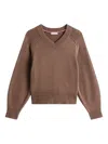 Tommy Hilfiger Long-sleeved Chocolate T-shirt With V-neck. In Brown