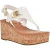 Tommy Hilfiger Vani Womens Faux Leather Platform Wedge Sandals In White