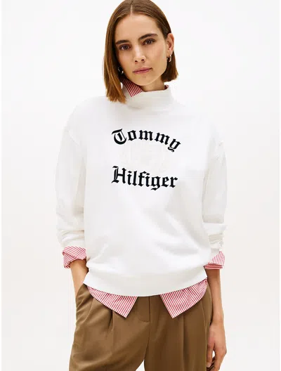 Tommy Hilfiger Varsity Crest Sweatshirt In White