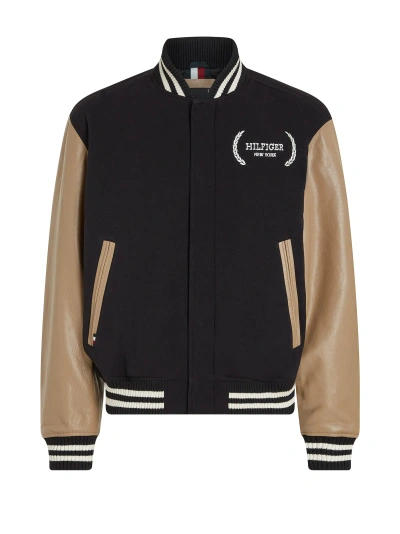 Tommy Hilfiger Varsity Jacket With Color Block Pattern In Black