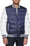 Tommy Hilfiger Varsity Quilted Bomber Jacket In Midnight Blue/white
