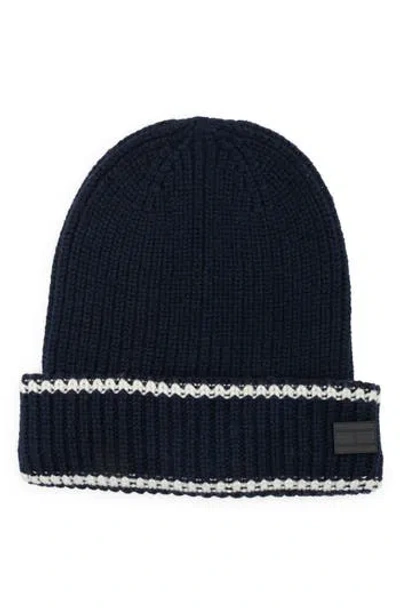 Tommy Hilfiger Varsity Skeleton Knit Cuff Beanie In Black