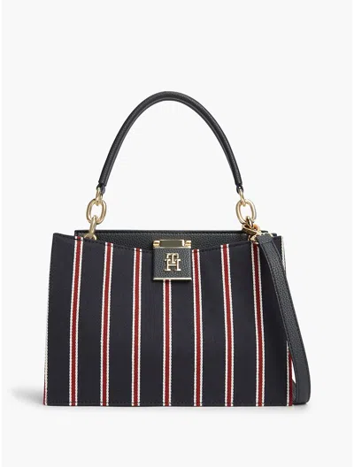 Tommy Hilfiger Varsity Stripe Medium Satchel Bag In Space Blue