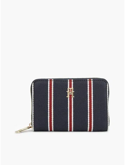 Tommy Hilfiger Varsity Stripe Small Zip Wallet In Space Blue Corp