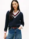 Tommy Hilfiger Varsity Stripe V In Blue