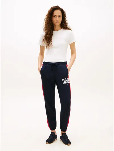 Tommy Hilfiger Varsity Tommy Logo Colorblock Sweatpant In Black