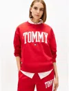 Tommy Hilfiger Varsity Tommy Logo Crewneck Sweatshirt In Red
