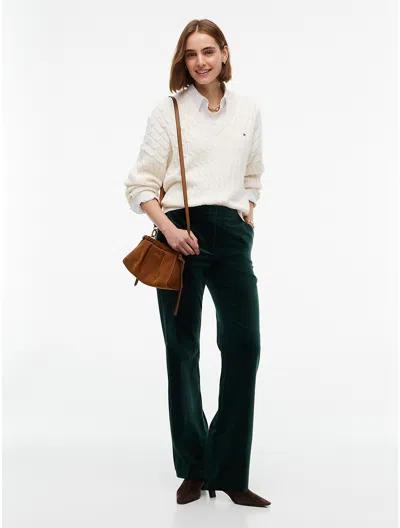 Tommy Hilfiger Velvet Slim Bootcut Pant In Green