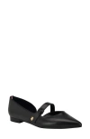 Tommy Hilfiger Venny Womens Faux Leather Cut Out Ballet Flats In Black