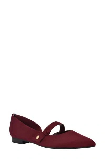 Tommy Hilfiger Venny Pointed Toe Flat In Deep Rouge