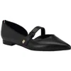 Tommy Hilfiger Venny Womens Faux Leather Cut Out Ballet Flats In Black