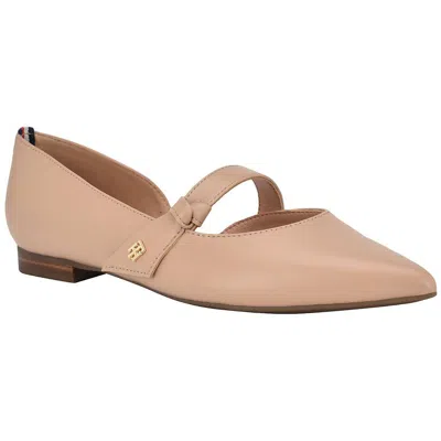 Tommy Hilfiger Venny Womens Faux Leather Cut Out Ballet Flats In Brown