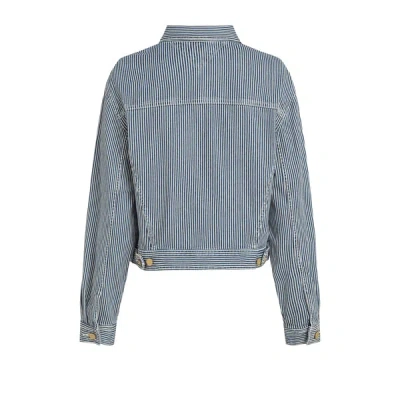 Tommy Hilfiger Veste En Jean Croppé À Rayures In Blue