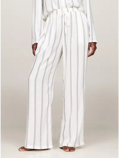 Tommy Hilfiger Viscose Pajama Pant In Thin Stripes Ivory