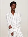 Tommy Hilfiger Viscose Pajama Shirt In Thin Stripes Ivory