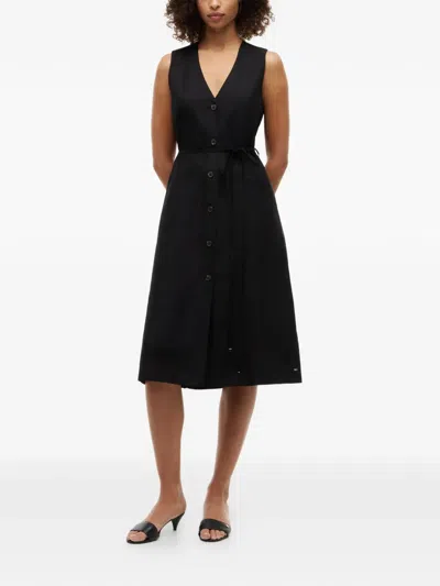Tommy Hilfiger V-neck Midi Dress In Black