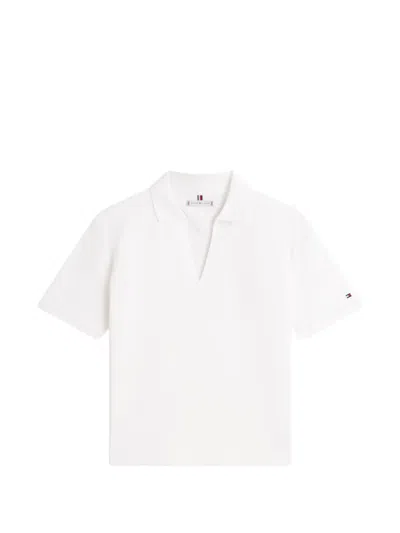 Tommy Hilfiger V-neck Short-sleeve Polo Shirt In White
