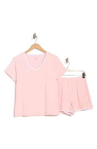 Tommy Hilfiger V-neck T-shirt & Short Pajamas In Pink