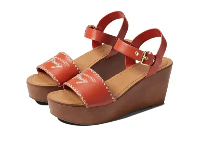 Tommy Hilfiger Walalei Sandals Women's Orange Round Toe Wedge Heel Htat1558 In Blue