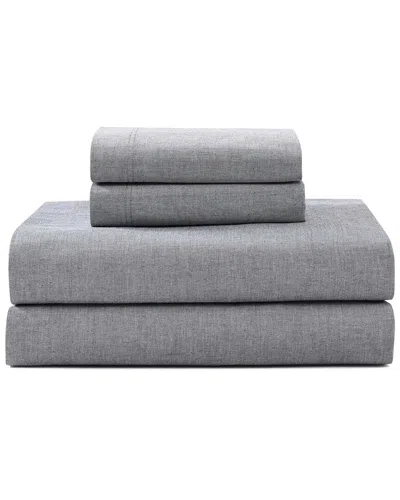 Tommy Hilfiger Washed Cotton Yarn Dyed Chambray Sheet Set In Gray